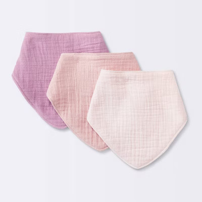 Baby 3pk Muslin Bandana Bib - Cloud Island™ Pink | Target