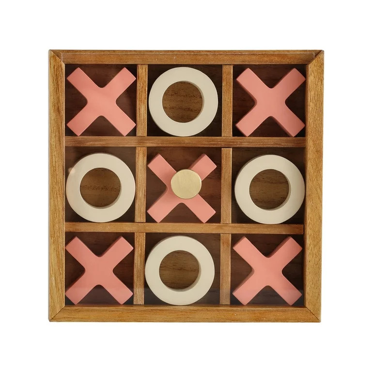 Mainstays By Becky G. & Alejandra Wood Tic Tac Toe Tabletop Decoration, Pink & Natural | Walmart (US)