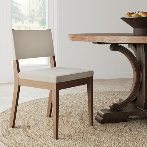 Nathan James Linus Modern Upholstered Dining Chair with Solid Rubberwood Legs in a Wire-Brushed L... | Amazon (US)