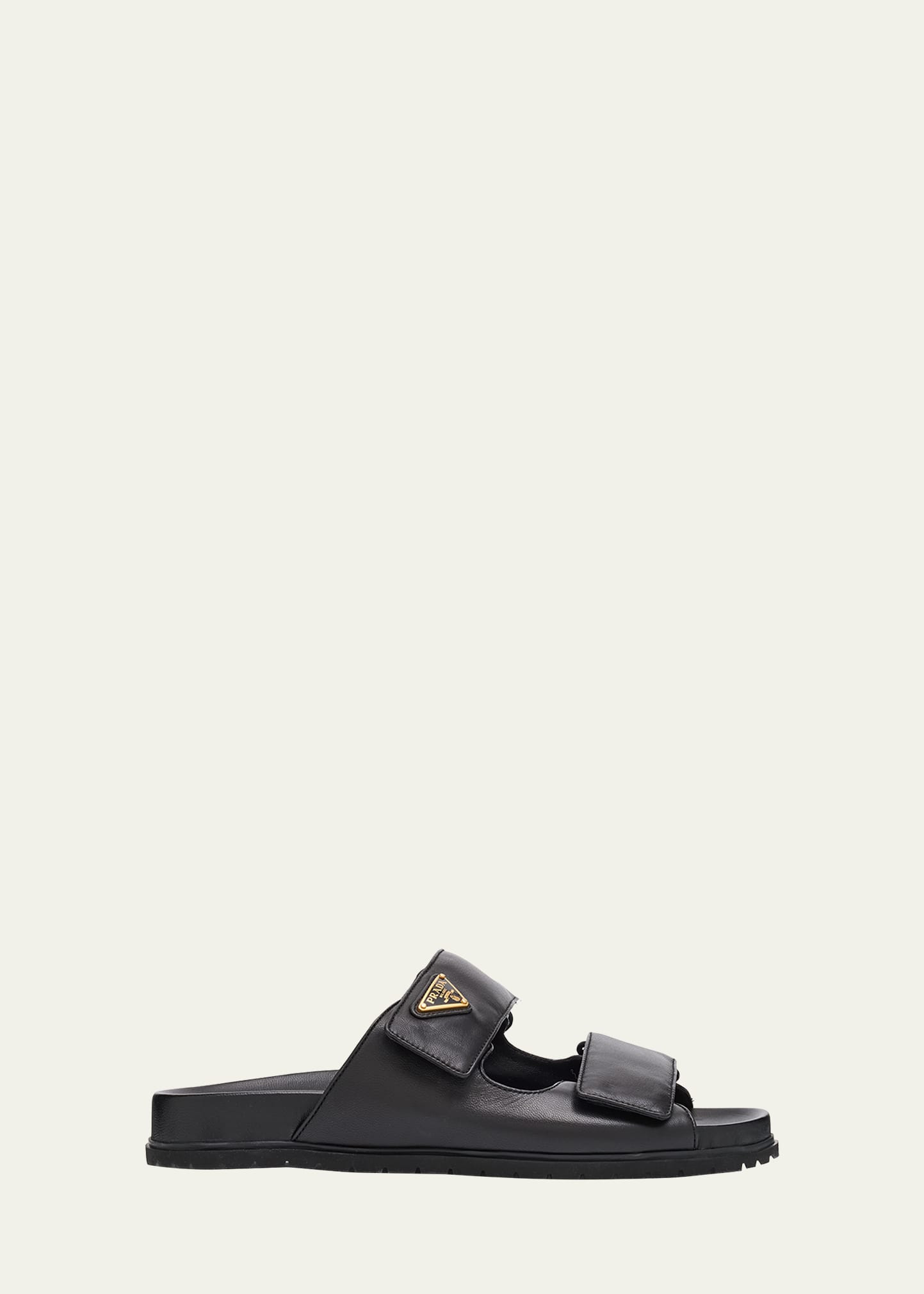 Prada Leather Double-Grip Slide Sandals | Bergdorf Goodman
