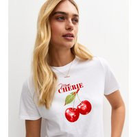Women's White Mon Cherie Cherry Print Relaxed T-Shirt New Look | New Look (UK)