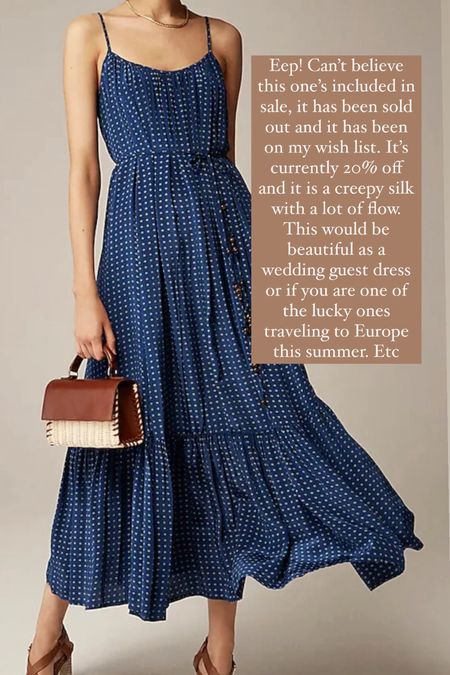 I have been eyeing this dress and it has been sold out, can’t believe it is included in the sale. It is currently 20% off. It is silky and flow and would make a great wedding guest dress or a European travel dress, etc..

#LTKTravel #LTKOver40 #LTKSaleAlert