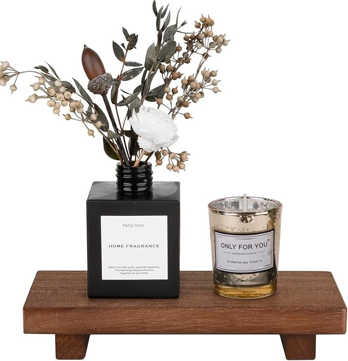 Small Wood Tray Pedestal Stand Farmhouse Bathroom Decor Decorative Wooden Riser Kitchen Soap Dish... | Amazon (US)