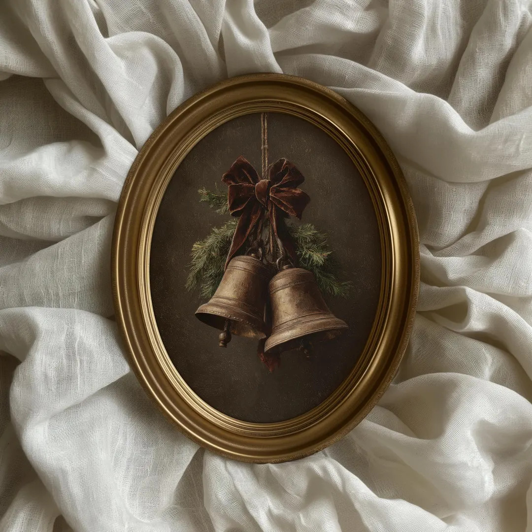 Christmas Bells With Bow Print: Vintage Style Holiday Printable Wall Art (digital Download) P875 ... | Etsy (US)