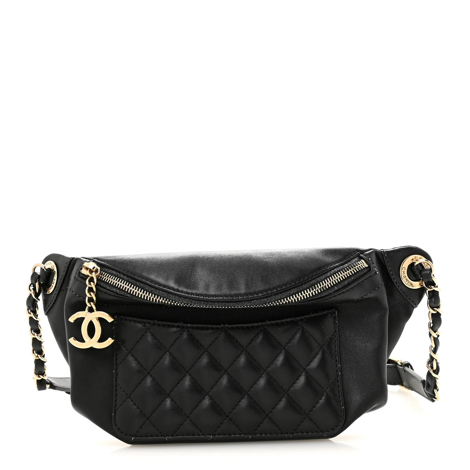 Chanel Lambskin Quilted Waist Bag Fanny Pack Black 1920792 | FASHIONPHILE (US)