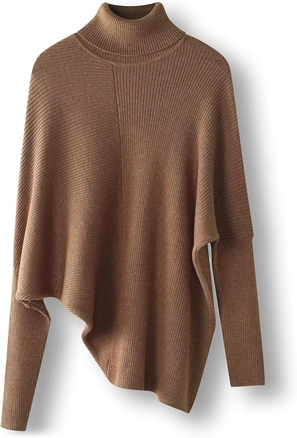 Women's Merino Wool Blend Oversized Sweater 2025 Fall Winter Turtleneck Batwing Sleeve Loose Fit ... | Amazon (US)