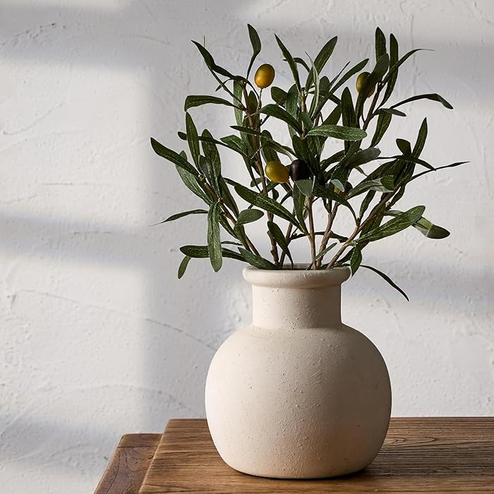 SIDUCAL Ceramic Rustic Farmhouse Vase | 6 Inch Pottery Decorative Boho Flower Vase for Home Decor... | Amazon (US)