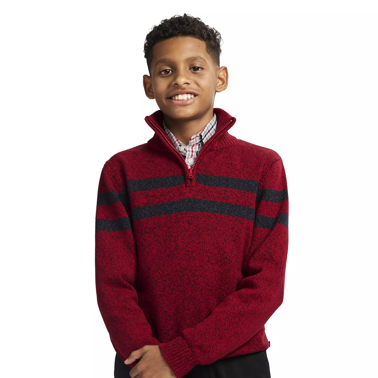 Boys 4-20 IZOD Solid 1/4 Zip Sweater & Plaid Shirt 2-pc. Set | Kohl's