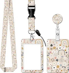 ID Badge Holder with Lanyard - Fashionable ID Card Holders with Retractable Lanyards - Soft Fiber... | Amazon (US)