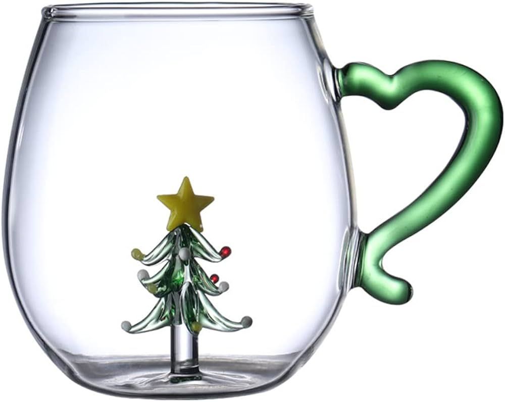 Cute Mugs 3D Christmas Coffee Mug with Handle, Glass Espresso Cup, Tea Cup, Milk Cup, Glassware f... | Amazon (US)