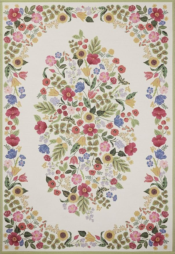 Loloi Rifle Paper Co. Perennial Collection Blossom PRN-01 Cream 6'-7" x 9'-4" Indoor/Outdoor Area... | Amazon (US)