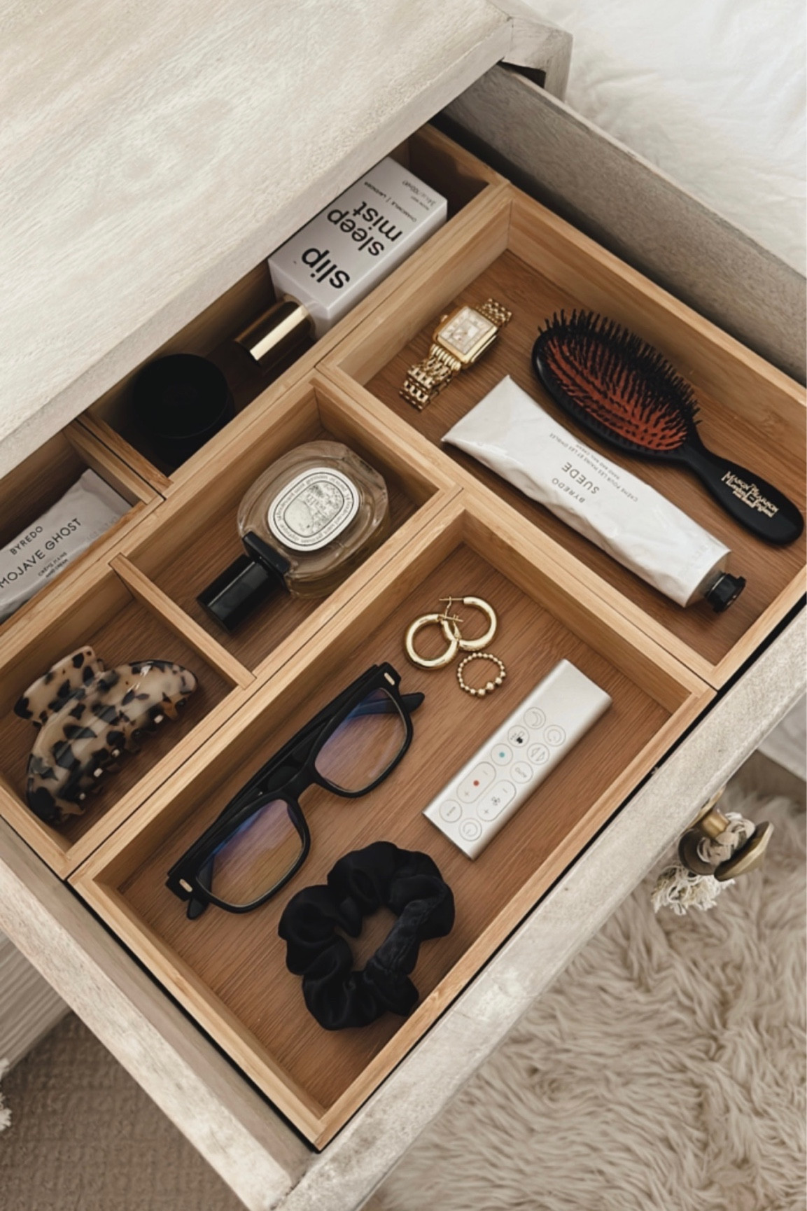 Bamboo drawer organizer, hand cream, hair brush, perfume #StylinbyAylin 

#LTKstyletip #LTKSeasonal #LTKunder100