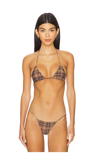 Bikini Top in Chocolate Plaid | Revolve Clothing (Global)