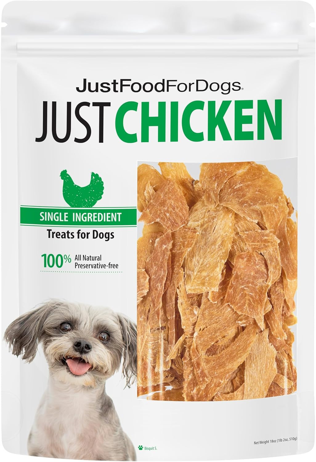 JustFoodForDogs Snack for Dogs, Single-Ingredient Chicken Healthy Dog Treats, 18 oz | Amazon (US)