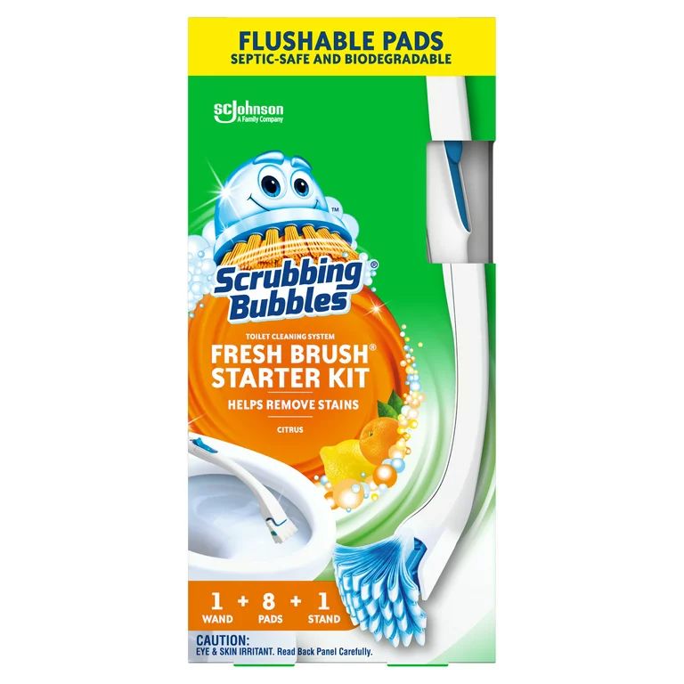 Scrubbing Bubbles Fresh Brush Starter Kit, Citrus - Toilet Cleaning System with Flushable Pads (1... | Walmart (US)