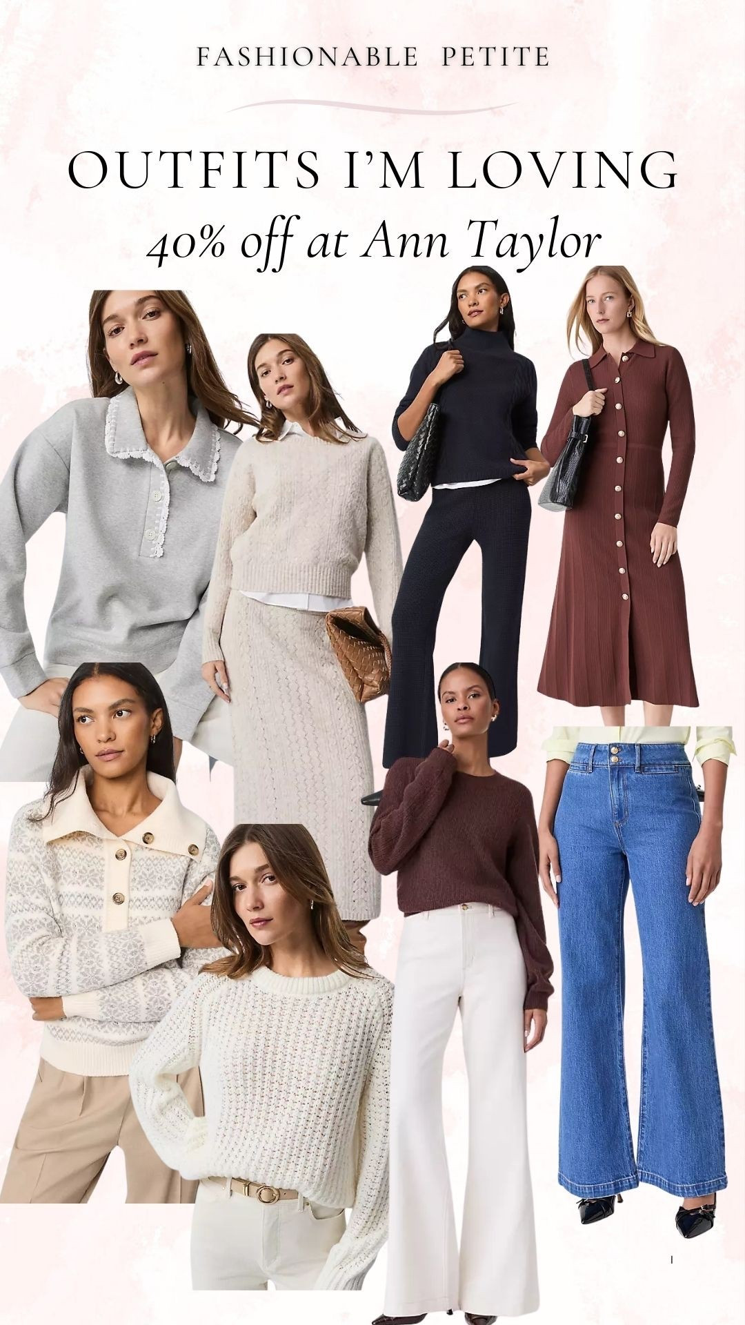 Outfit favorites for winter from Ann Taylor! I own these navy waffle sweater pants in burgundy and have them in my cart in the navy color because they are so comfortable! I wear a small petite pant.

Winter outfit, Ann Taylor, petite, lounge wear, cozy outfit 

#LTKPetite #LTKSaleAlert