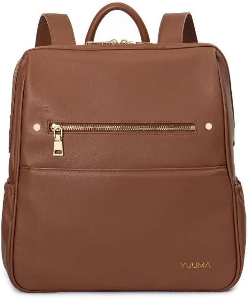 YUUMA Collection Original Diaper Backpack - Vegan Leather Baby Bag - Gold Zipper - Multiple Pocke... | Amazon (US)