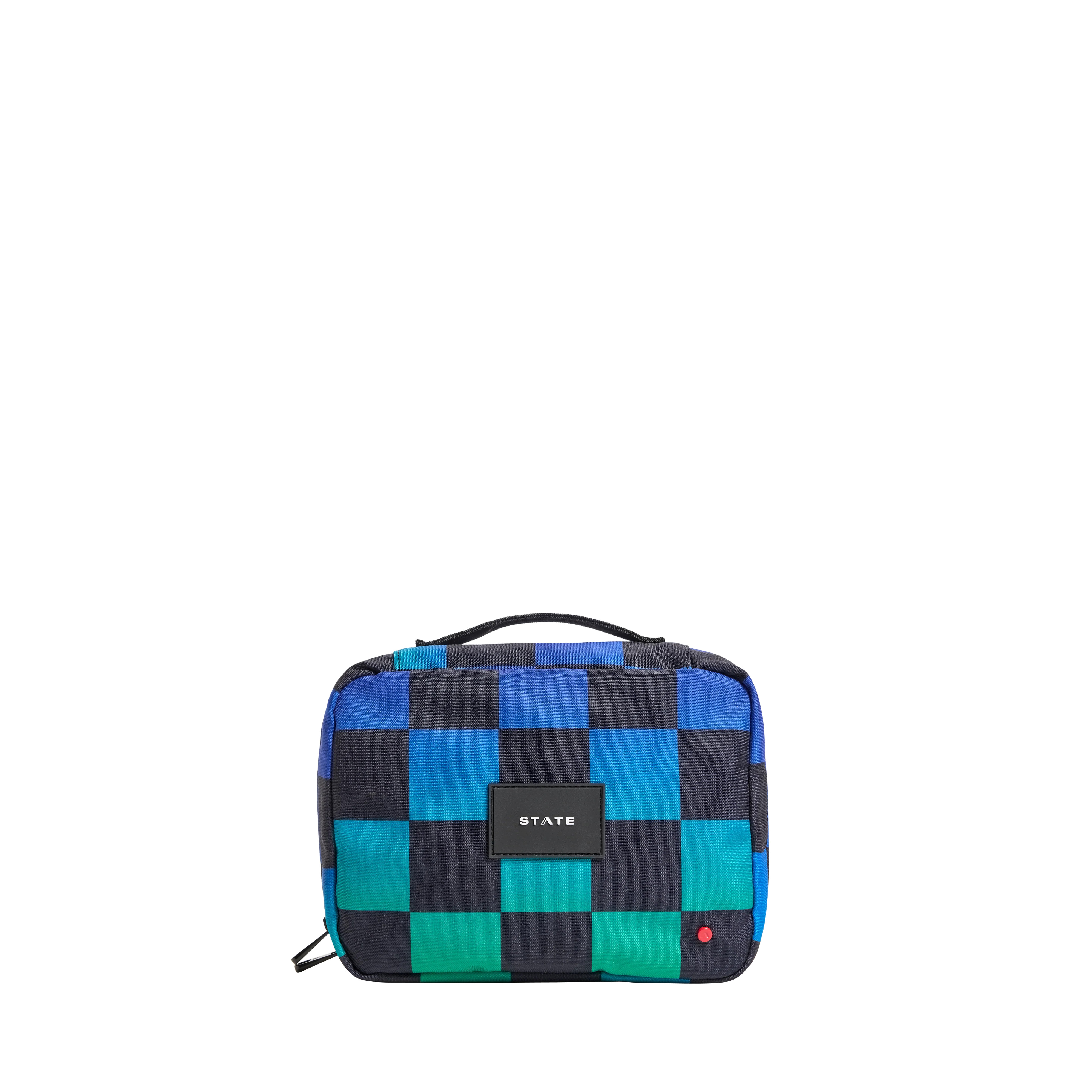 STATE Bags | Bensen Toiletry Kit Recycled Polyester Canvas Blue Checkerboard | STATE Bags