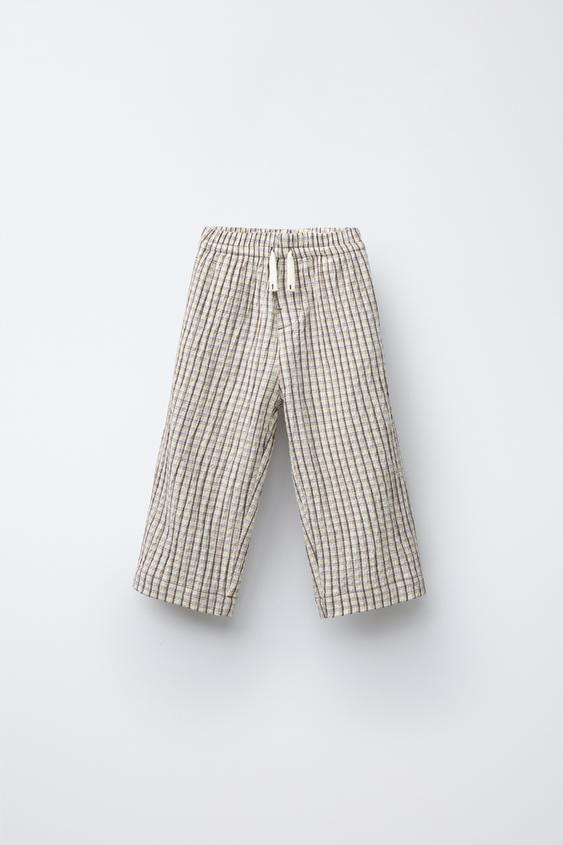STRAIGHT TEXTURED PLAID PANTS | Zara US