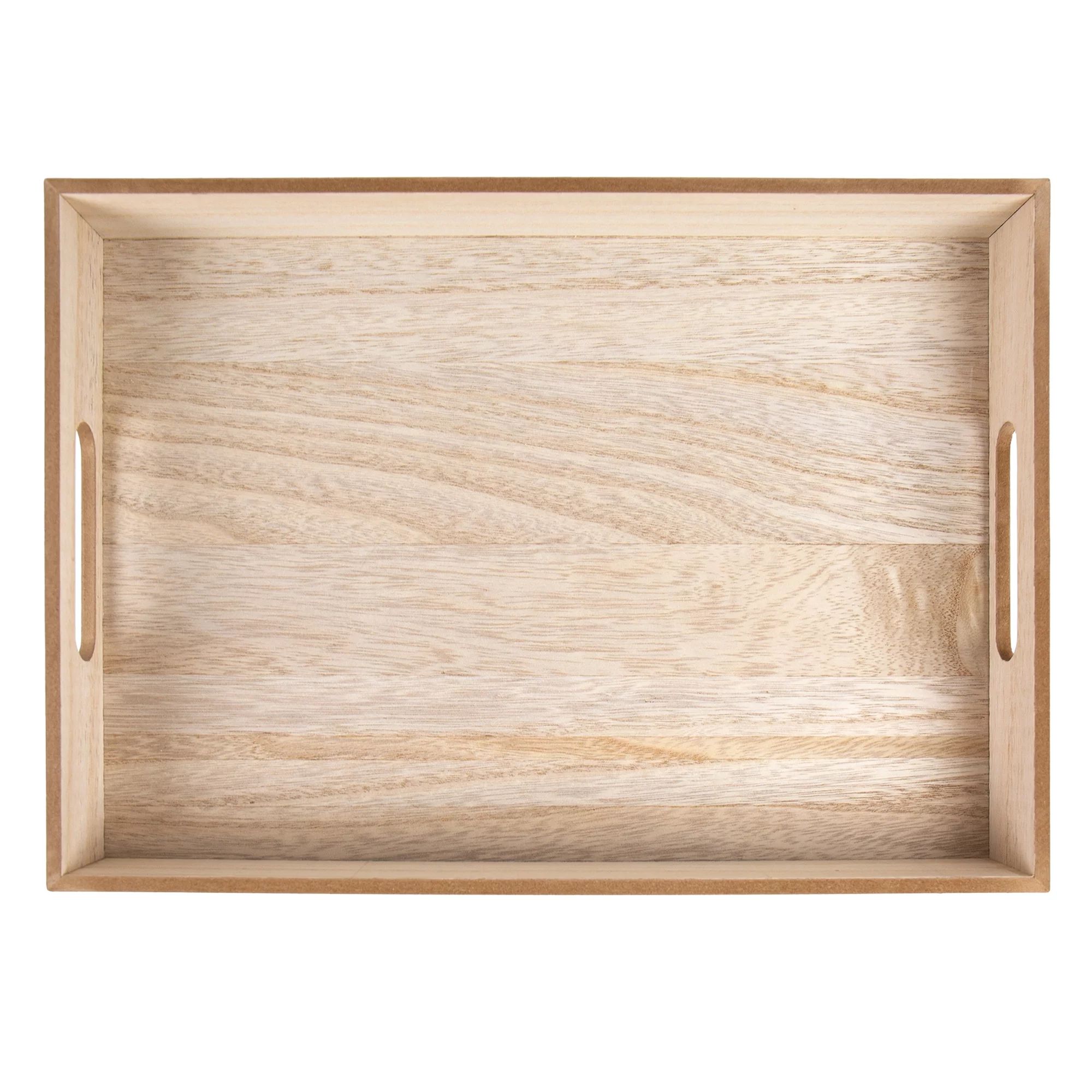 On the Surface Decorative Square Tray, Customizable Wooden Serving Tray with Handles | Walmart (US)
