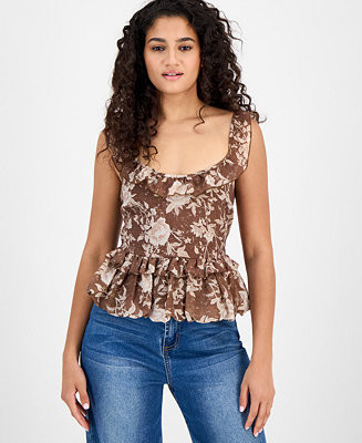 Women's Ruffle-Strap Bubble-Hem Top, Macy's Exclusive | Macy's