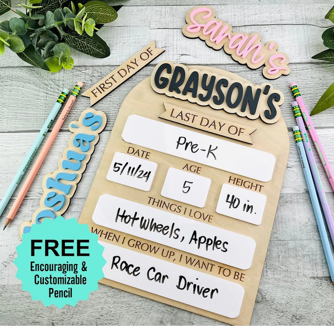 Personalized First Day of School Sign: Reusable Wood & Acrylic Photo Prop - Etsy | Etsy (US)