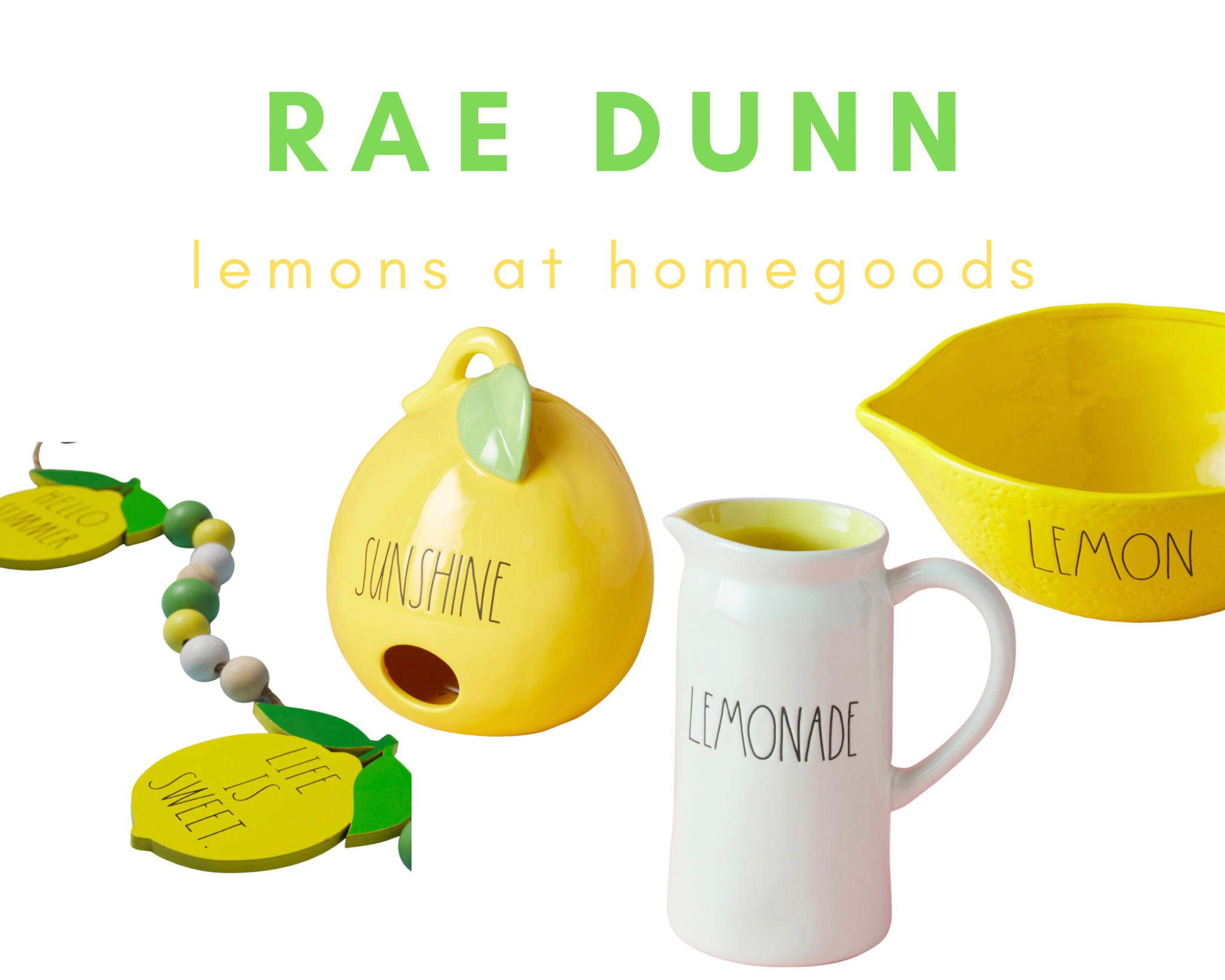 Rae Dunn Lemons 🍋 at Homegoods ✨
#raedunn #lemonade #lemons #lemondecor #kitchen #kitchendecor #livingroom #springdecor #summerdecot #birdhouse #pitcher #bowl #garland 

#LTKhome #LTKunder50 #LTKSeasonal
