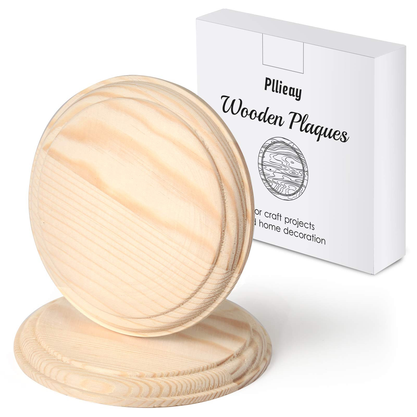 Pllieay 2Pcs 4 Inch Round Wooden Plaque, Unfinished Natural Pine Circle Plaque Wood Base for Craf... | Amazon (US)