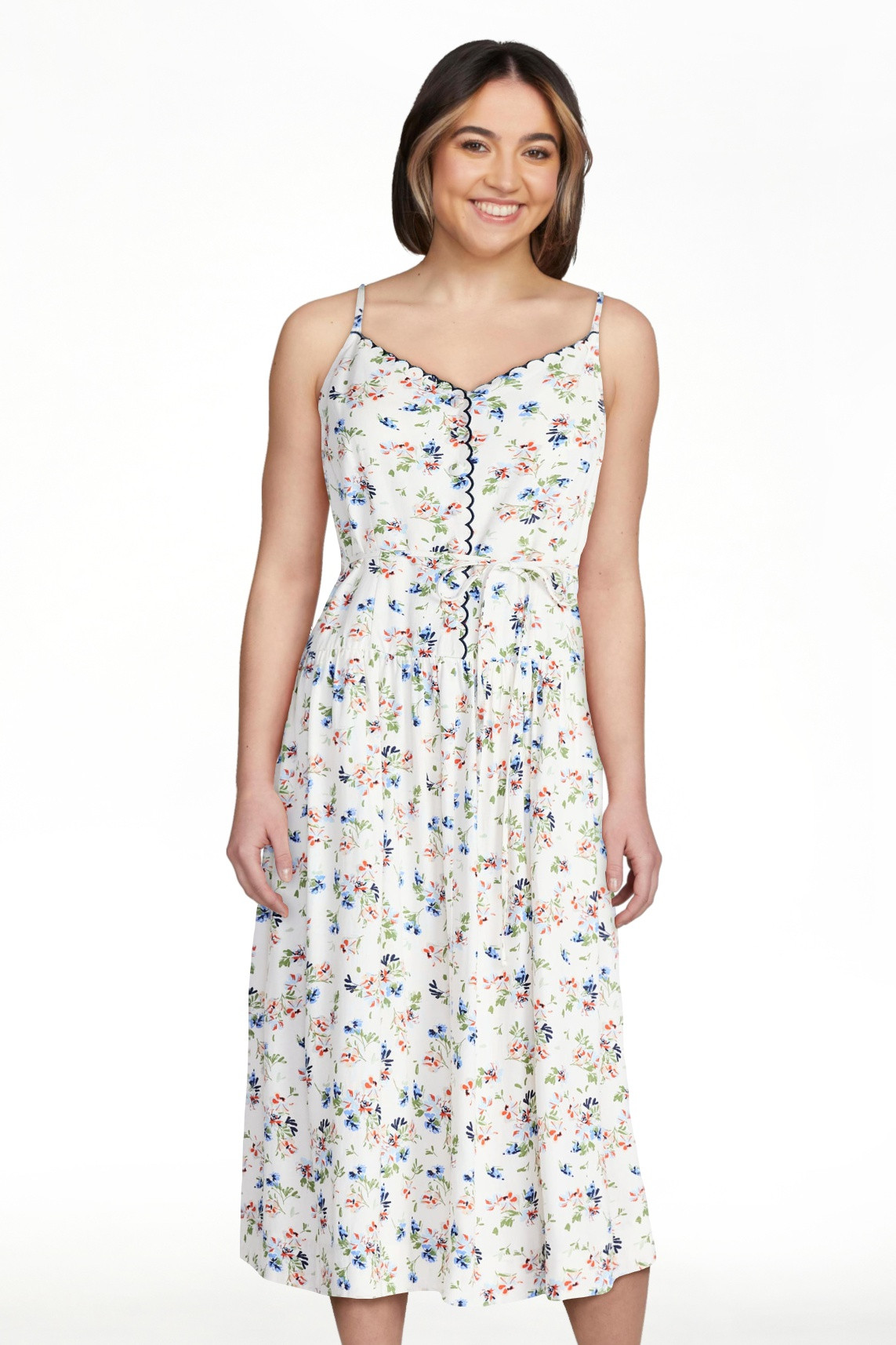Free Assembly Women's Linen Blend Sleeveless Belted Midi Dress, Sizes XS-XXL | Walmart (US)