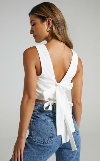 Loxley Top - Tie Up Top in White | Showpo (ANZ)