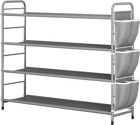 SUOERNUO Shoe Rack Storage Organizer 4 Tier Free Standing Metal Shoe Shelf Compact Shoe Organizer... | Amazon (US)