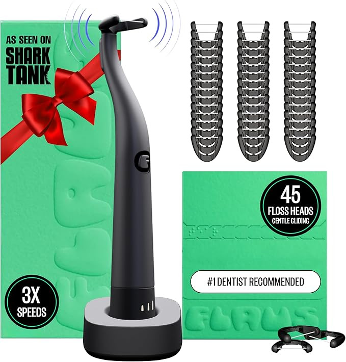 FLAUS Electric Flosser (Oprah's List, Shark Tank) 3 Speeds + 45 Refill Heads (Gentle Gliding Flos... | Amazon (US)