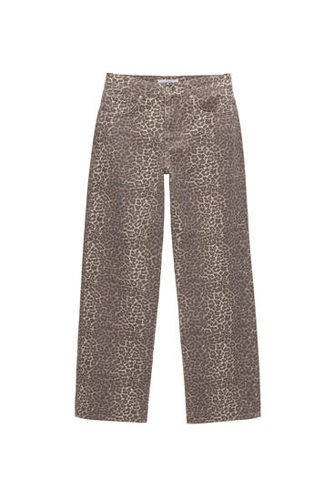 Straight broek met panterprint | PULL and BEAR NL