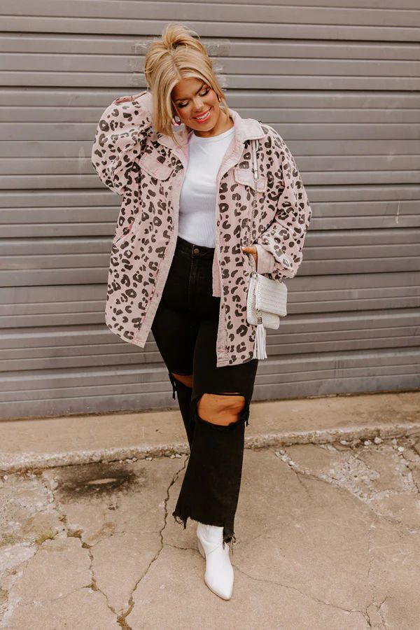 Good Outfit Day Corduroy Leopard Jacket In Blush Curves | Impressions Online Boutique