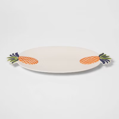 21" x 10" Melamine and Bamboo Pineapple Serving Platter - Opalhouse™ | Target