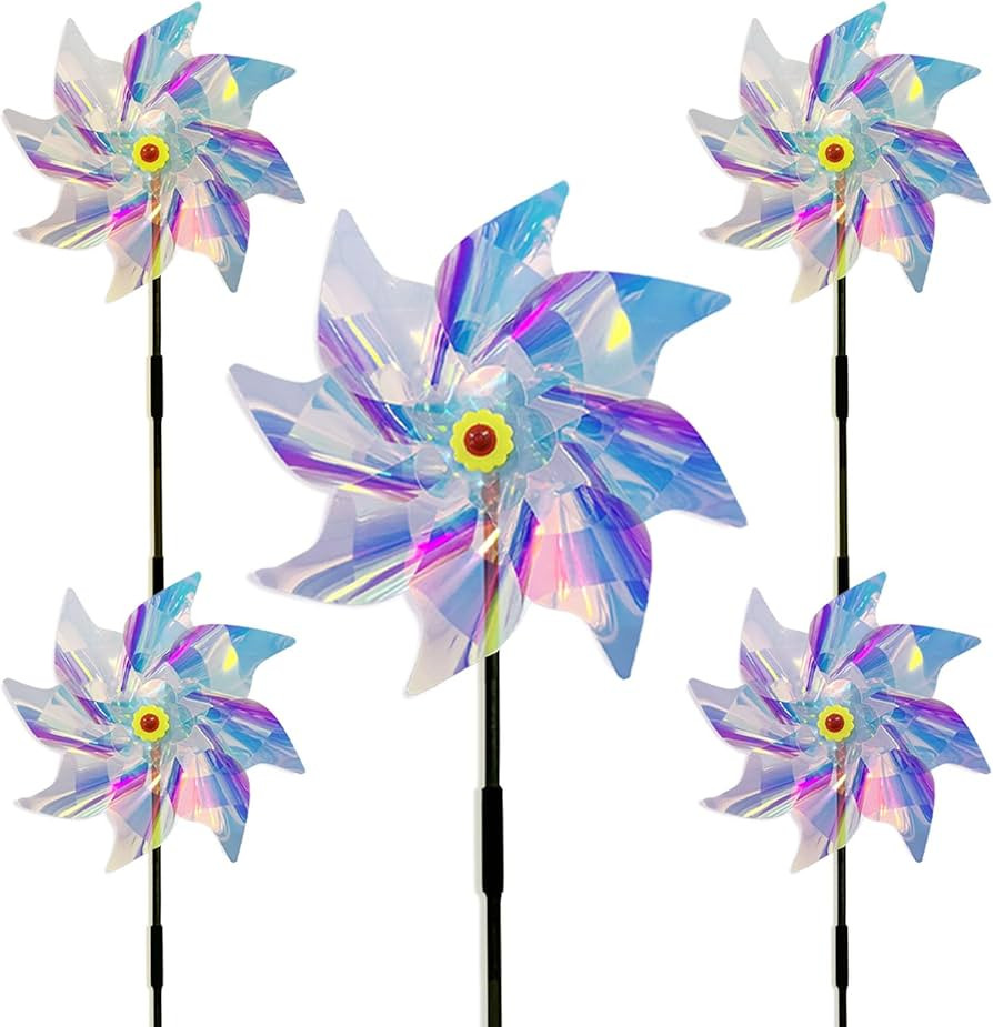 5 Pack Pinwheels for Yard and Garden,Reflective Pinwheels Bird Deterrents Pinwheels for Outside P... | Amazon (US)
