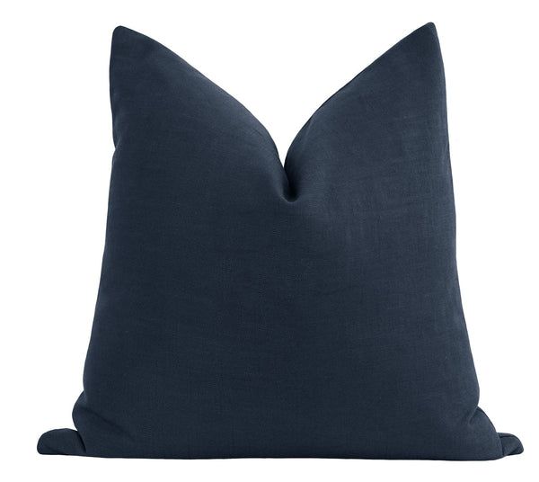 Solid Navy Blue Linen Pillow | Land of Pillows