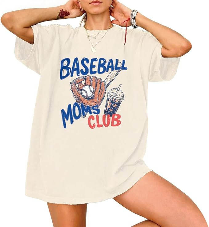 Baseball Mom Oversized T-Shirt Baseball Game Day Shirts for Women | Amazon (US)