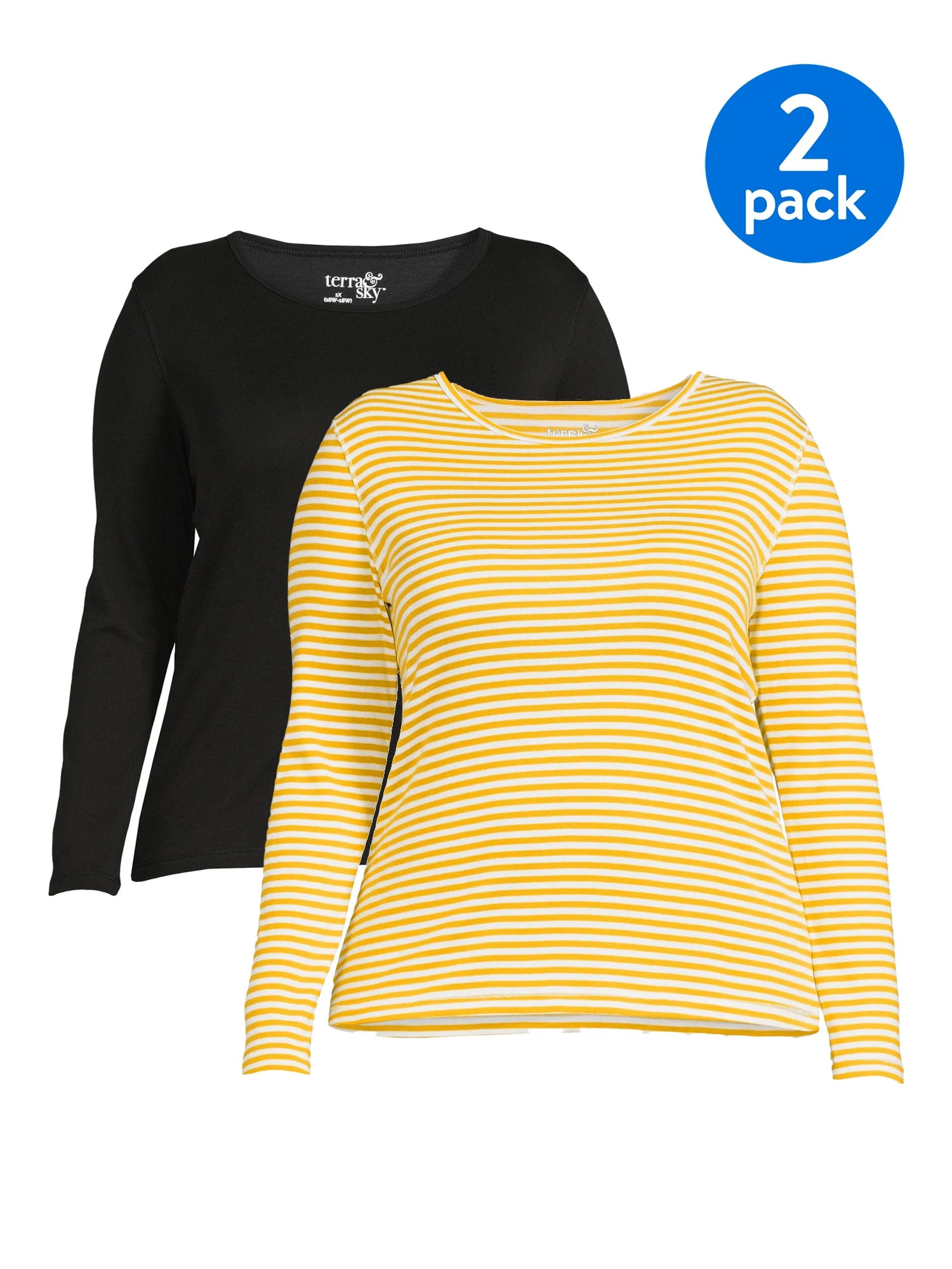 TS LONG SLEEVE RIB CREW TEE-2 PACK BUNDLE | Walmart (US)