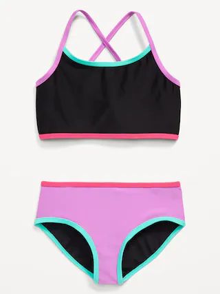Strappy Cross-Back Bikini Swim Set for Girls | Old Navy (US)