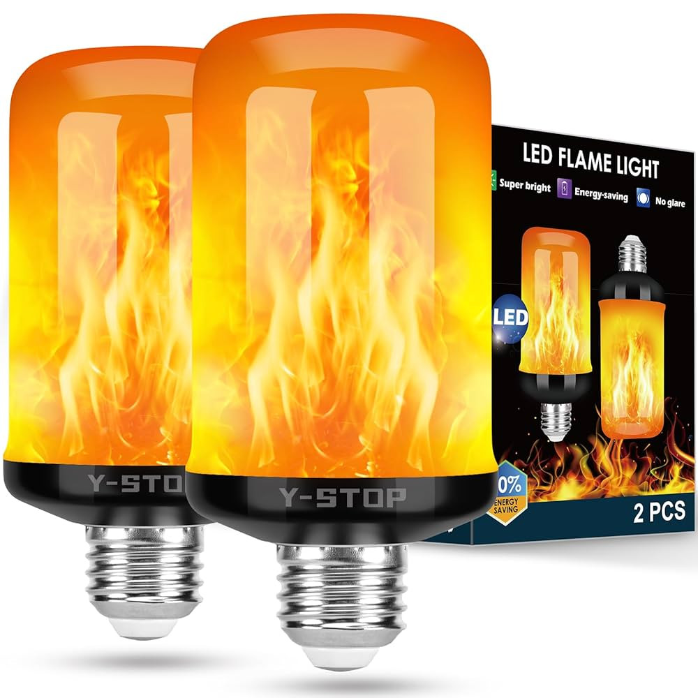 Y-STOP Halloween Decorations Upgraded LED Flame Light Bulbs, 4 Modes Flickering Light Bulb with U... | Amazon (US)
