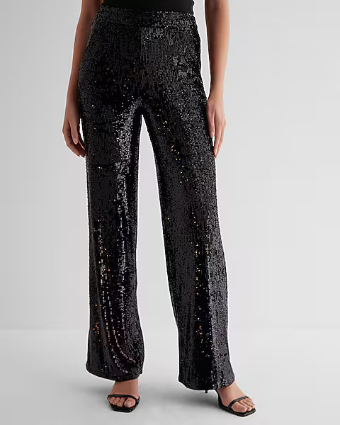 High Waisted Sequin Wide Leg Pant | Express