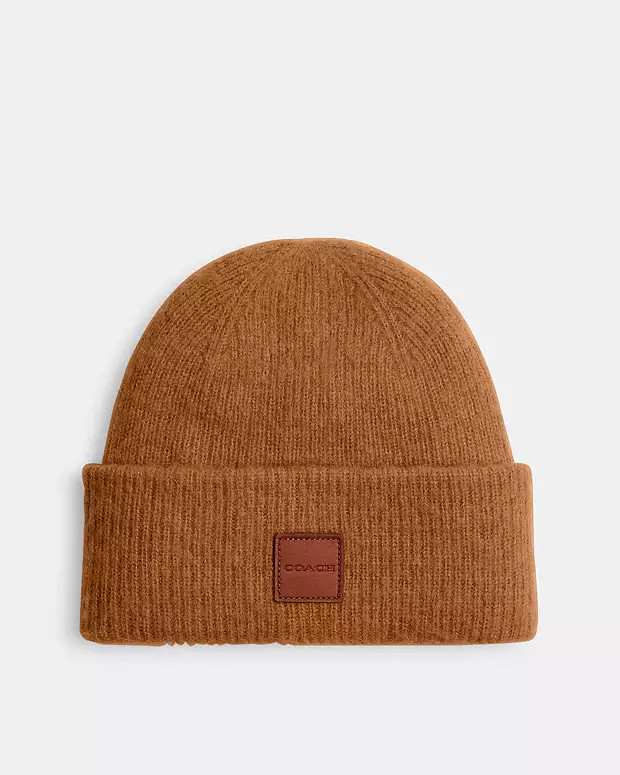 Knit Beanie With Leather Patch | Coach (US)