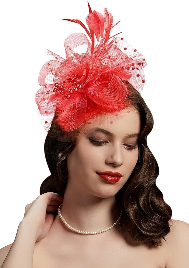Cizoe Fascinators Hat for Women Tea Party Headband Kentucky Derby Wedding Flower Cocktail Mesh Fe... | Amazon (US)