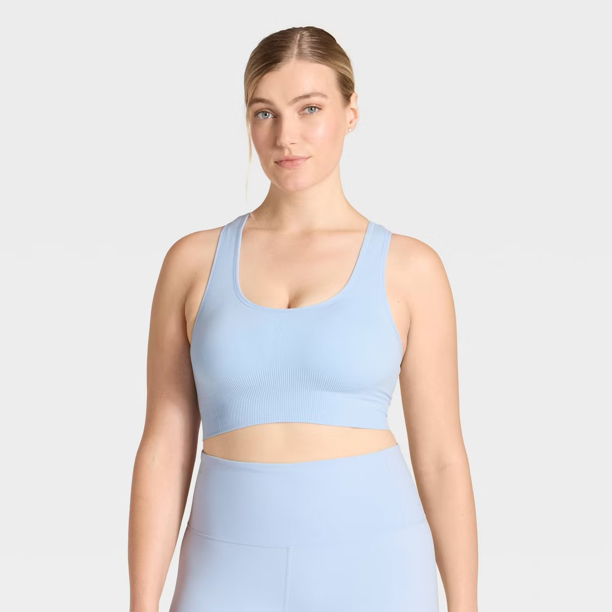 Women's Seamless Medium Support Racerback Sports Bra - All In Motion™ Gentle Blue XL | Target