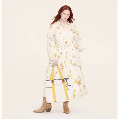 Women's Floral Long Sleeve Utility Midi Shirt Dress - Woolrich x Target Cream | Target