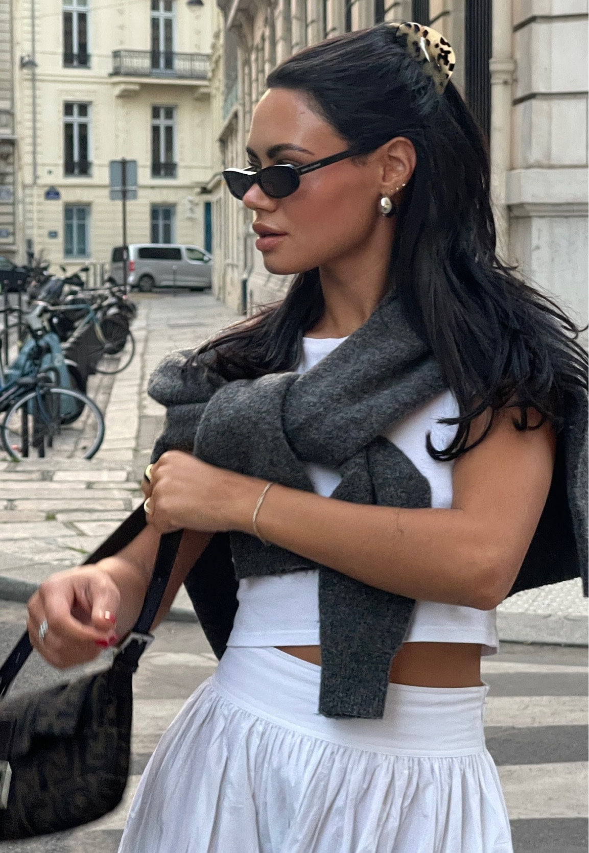 boxy crop tee, white maxi skirt, Steve Madden black flats, grey knit sweater

#LTKshoecrush #LTKtravel #LTKeurope