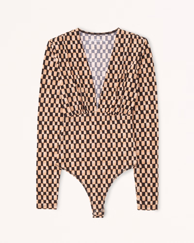 Women's Long-Sleeve Slinky V-Neck Bodysuit | Women's Tops | Abercrombie.com | Abercrombie & Fitch (US)