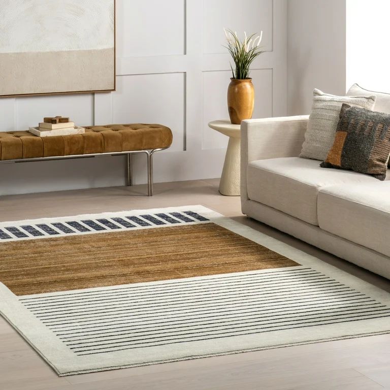 nuLOOM Keeva Modern Striped Fringe Area Rug, 10' x 13', Beige | Walmart (US)