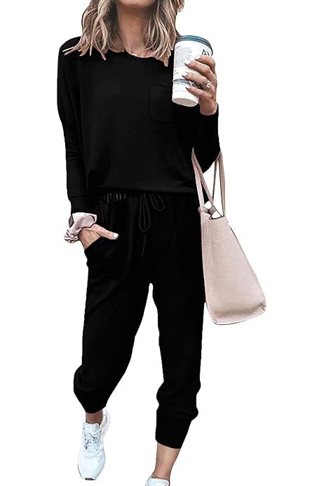 ETCYY NEW Lounge Sets for Women Sweatsuits Sets Two Piece Outfit Long Sleeve Pant Workout Athletic T | Amazon (US)